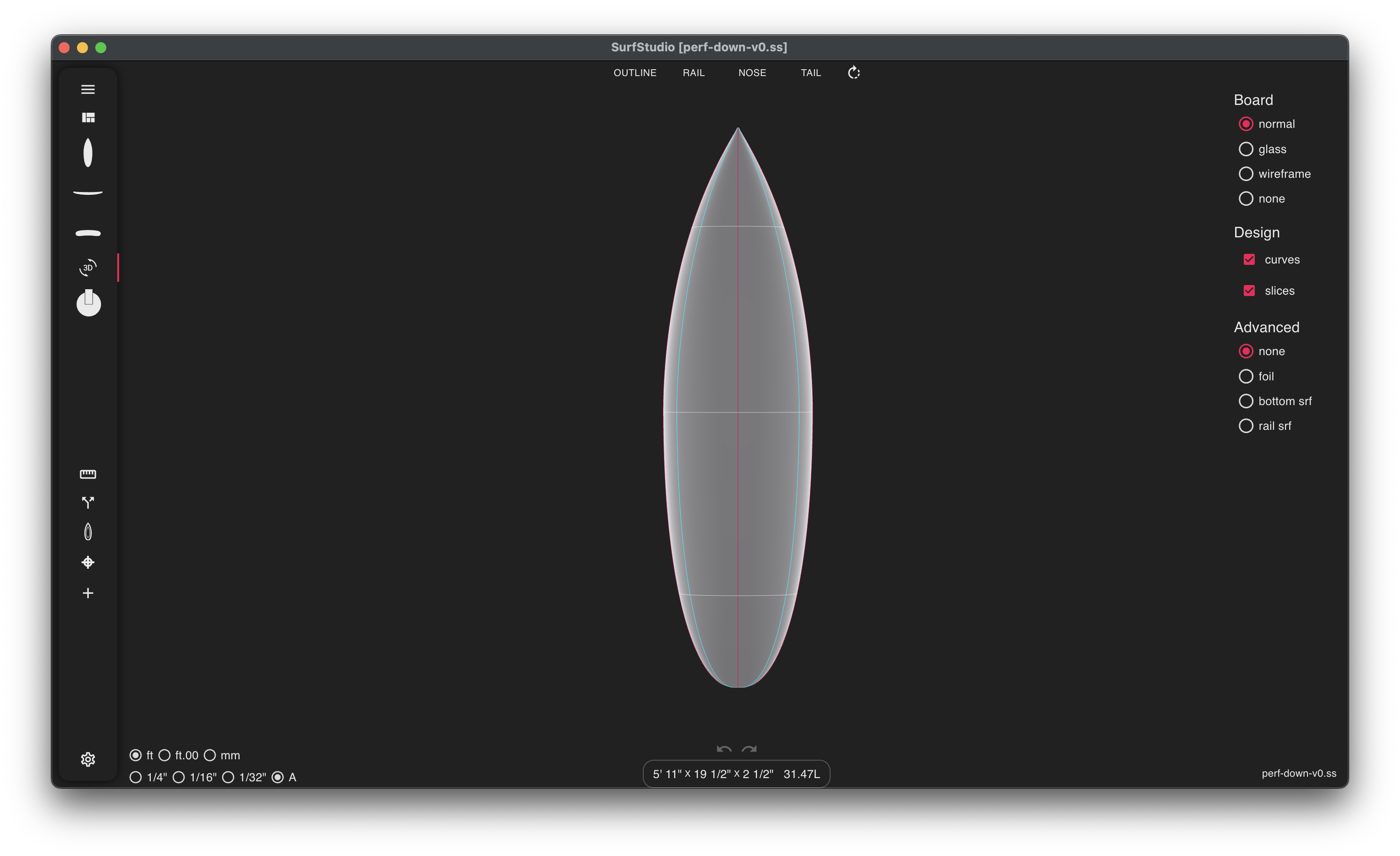SurfStudio 3D surfboard design interface